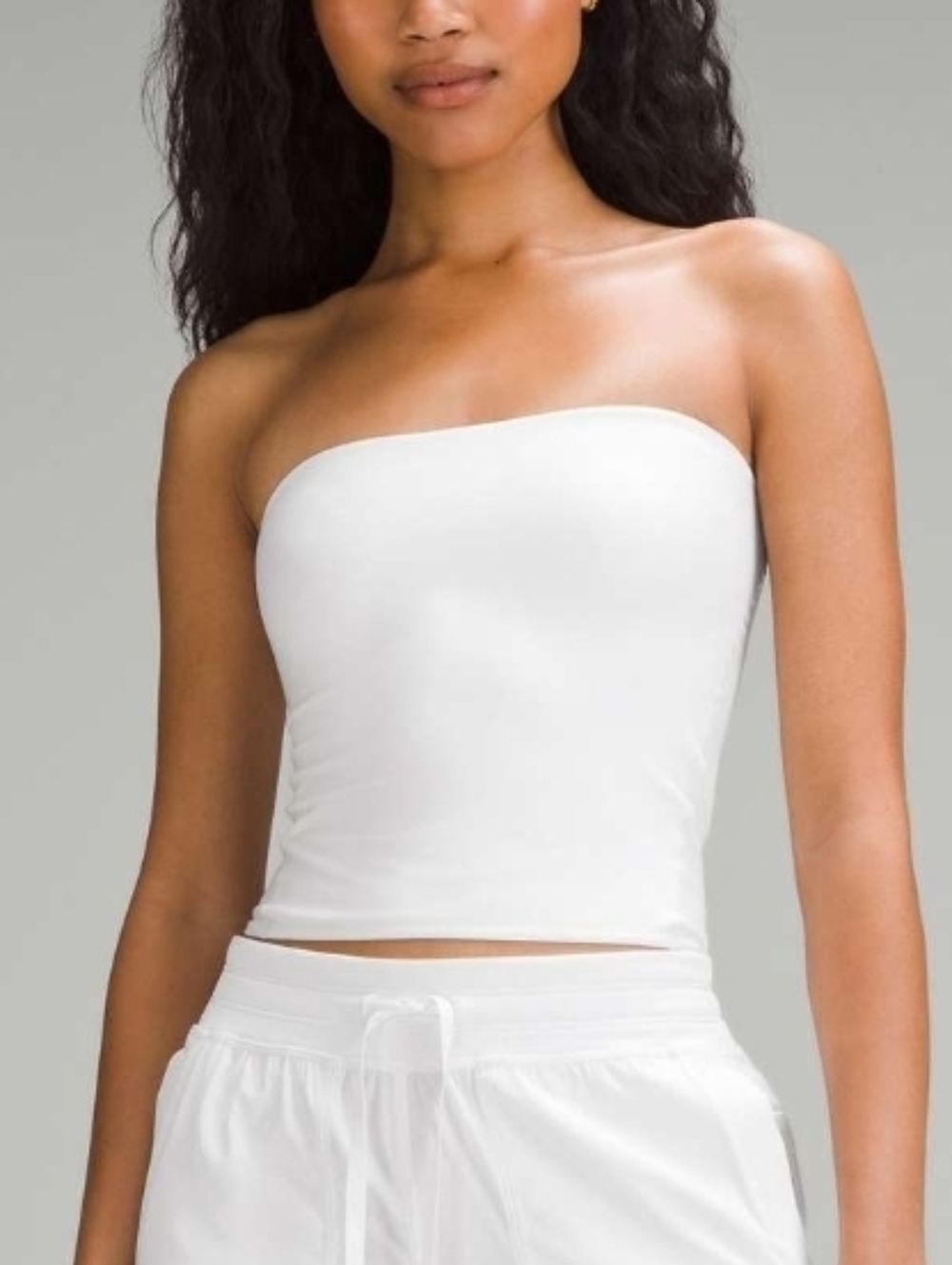 Lululemon Shirt Wundermost Nulu Strapless Tube Top Slim Stretch White Size Small